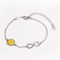 Silbernes Unendlichkeits-Armband mit gelbem Softball-Anhänger und glänzenden Zirkonias - Silber Gelb Baseball (16+5cm)