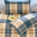 Minimalist blue and beige checkered pillowcase set for students in soft fabric - Fashion Taste