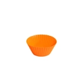 Orange silicone muffin cup with ribbed walls for baking cupcakes and round desserts - Large / Orange