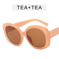 Gafas de sol ovaladas vintage extragrandes color té con lentes y montura a juego - Montura color té, lentes color té