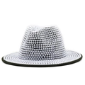Cappello fedora a tesa piatta con perle incastonate e design strutturato a tesa larga - M(56-58cm) / Verde Militare