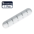 Single pack white silicone cable organizer with 5 slots for USB cord management - 5 Holes / White
