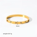 Polished 18k gold plated 6mm stainless steel bangle with inlaid sparkling crystals - Zirconia Circular Style (HF-B5110) / 18K Gold
