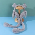 Winter plush gray bear ear muffs with movable paws and cute cartoon animal design - One Size / Bear-Grey