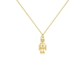 S925 sterling silver gold robot pendant necklace with sparkling zircon stones - 18K Gold