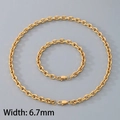 Parure de bijoux dorés en acier inoxydable avec collier et bracelet de 6,7mm - Largeur de Chaîne 6.7mm (Or)