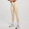 Legging de yoga sans couture à taille haute en tissu beige clair hautement élastique - Ivoire