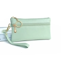 Bolso de mano minimalista de cuero PU verde claro con cremallera dorada y correa de mano - Verde de Sueño