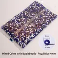 Mixed 4mm royal blue and purple glass seed beads and tubes set for DIY craft jewelry - Royal Blue Mixed 4mm with Bugle Beads