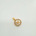 Vintage 18K gold plated butterfly pendant with white zircon and natural shell inlay - Gold Butterfly (White Mother of Pearl)