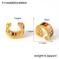 Ear cuff vintage in rame dorato con pietre in vetro colorate, misura 1,4x1,3 cm - Orecchini d'oro