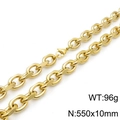 Collana a catena in acciaio inossidabile dorato da 10 mm, peso 96 g e lunga 550 mm - Collana Oro (550x10mm)