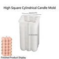 Stampo in silicone a bolle quadrate per candele con misure 6,8x11,6 cm per creazioni fai da te - Pilastro Quadrato - Alto / Bianco Semitrasparente