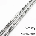 Zilveren cubaanse schakelketting heren, 550x7mm met een stevige baksluiting - 7mm*550mm / Zilver