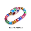 Oval enamel screw clasp for jewelry making in colorful metal finish, size 16x28mm - Style 103 (Colorful Enamel Link Clasp 16x28mm)