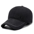 Gorra de béisbol de invierno gris oscuro para hombre con orejeras y logo metálico retro - Ajustable / Gris
