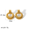 Chunky 18k gold plated stainless steel irregular twisted hoop earrings with dimensions - Gold Round Hoop Style (TE6763-G)