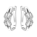Boucles d'oreilles créoles en argent 925 avec zircons sertis et design croisé élégant - Créole Symbole de l'Infini 4129