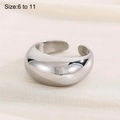 Polished silver dome open ring in minimalist French style, US size 6 to 11 - US 6 / Full Dome Arc Open Style (KR108575-KJX) / Silver