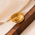 Detail view of 18K gold-plated stainless steel snake ring with textured skin finish - Snake Gold 11