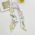 Floral twilly scarf with double-sided lavender pattern for hair and bags - Multi-color Small Floral
