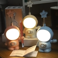 Pink astronaut table lamp with pencil holder and star top for kids learning - Astronaut Night Light (With Pencil Sharpener)
