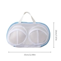 Blue and white 33x20cm thickened sandwich mesh laundry bag for bra protection - Blue - Thickened