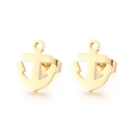 Minimalist anchor stud earrings in polished golden titanium steel finish for women - Gold Style (KE71061-Z)