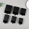 Elegant black textured paper drawer box for jewelry storage in various sizes - 6*6*2.5CM / Black Linen