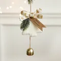 White plush Christmas tree ornament with golden bell, pine needles and a festive bow - 12cm Plush Tree Style / White