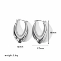 Silver 18k gold plated titanium steel hoop earrings, size 38mm x 22mm x 13mm, 9.6g - Silver U-Shaped Teardrop Style (EKR7-S)