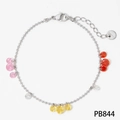 Bracelet à billes en acier inoxydable argenté avec pendentifs zircons multicolores - Bracelet en Zircon Multicolore + Argent (PB844)