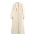 Cappotto blazer lungo bianco panna monopetto con rever classico in stile minimalista - XS / Bianco Sporco