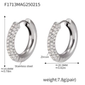 Orecchini a cerchio in acciaio argento con pietre di zircone da 4mm lucidi - Argento Zircone Bianco