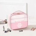 Pink Oxford medicine storage bag with Health Care logo and handle, 26x12x21cm size - Large / Transparent Pink