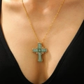 Imitation Gold 5650 Emerald Cross