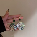 22# Tige d'oreille en argent - Style Abalone Émeraude Or