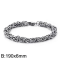 Silver Byzantine chain bracelet for men in stainless steel, 190mm long and 6mm wide - 190mmx6mm(KB168578-Z)