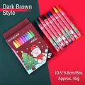 8-color Christmas themed crayon set with festive cartoon patterns and box packaging - Crayons-Red Box (8 Colors)