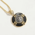 Collana vintage con ciondolo faraone in smalto nero e catena a corda dorata - Stile Smalto Nero