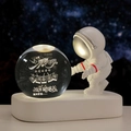 Astronaut night light with 3D crystal ball and warm glowing base for desktop - Sphere / Teacher's Appreciation (Natural Light)