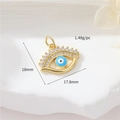 Goldener Evil Eye Anhänger mit blauer Emaille und funkelnden Zirkonia für DIY Schmuck - H-11611 (Rundes Böser Blick)