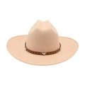 Chapeau de cowboy en laine beige avec bandeau en cuir orné d'étoiles argentées - Taille unique / Beige Bord Bordé (Bande en Cuir Étoilée)