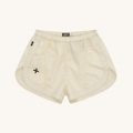 Vista frontal de pantalones cortos técnicos piel de víbora blanco roto con cintura elástica - S / Blanco