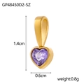 Golden heart-shaped pendant with purple zircon and dimensions 1.4cm by 0.6cm - Purple Heart