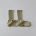 Hellolivgrüne Baumwollsocken mit rechtwinkligem Design und Rippbündchen in Größe 40-45 - Khaki