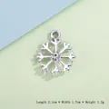 Silver snowflake pendant with white rhinestone, size 2.1x1.7cm for DIY jewelry making - Medium Silver Snowflake