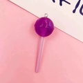 Miniature purple resin lollipop pendant with silver metal ring for DIY jewelry making - Purple Lollipop