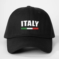 Klassische schwarze Baumwollkappe mit ITALY-Schriftzug und italienischen Flaggenstreifen - Verstellbar / Schwarz