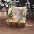 Christmas cupcake box with window 16x16x7.5cm for holiday dessert packaging - 4-Hole Christmas Tree